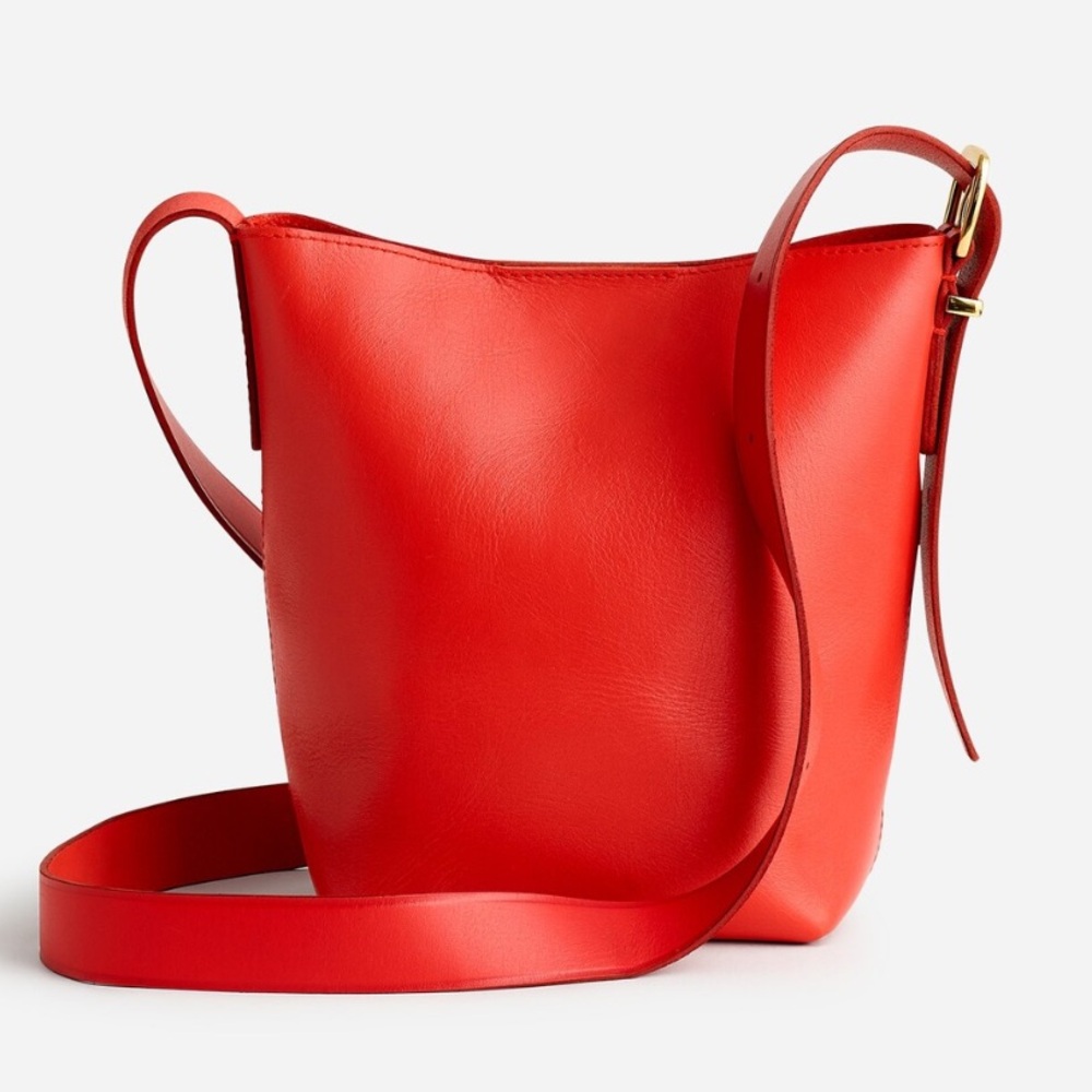 Mini leather bucket tote crossbody